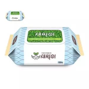 사무용품 미래생활)뉴새싹이물티슈(100매/캡형)-박스(24개입)