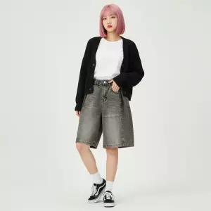 [센트럴몰]데님 사이드절개 핀턱 버뮤다 5부 7부 팬츠