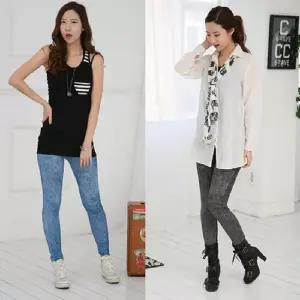 비욘드라이프 기본돌청 스판 청나염레깅스 JE-2474