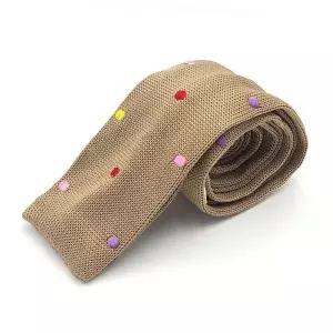 헨릭 컬러도트 수동니트넥타이 폭5.5cm딥베이지 HR239