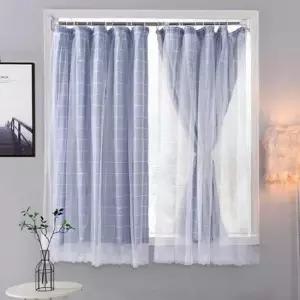 신축봉 창문 도어 행거 가리개 이중 망사 커튼 행거가리개