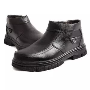 패딩슬립온 남성 가죽 방한화 신사화 정장구두 안감 퍼 방한부츠