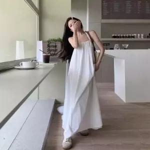 뒷트임포인트 A라인 예쁜홀터넥 여름 민소매 롱원피스