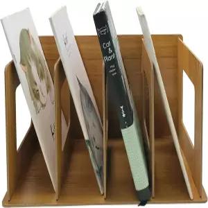 미아오위안 데스크톱 DIY 수납 책장 나무 CD 앨범 레코드 컬렉션 랙 4칸 매거진 폴더 정리함 사무실 학습용