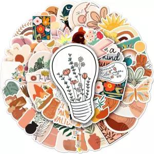 물병용 보호 스티커 50개 미니멀리스트 추상 라인 노트북 휴대폰 스케이트보드 웨스턴 빈티지 에스테틱