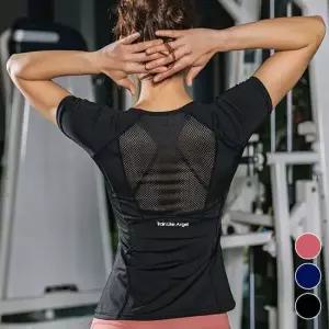 여자 슬림핏 메쉬 여름 운동복 반팔 상의 헬스복