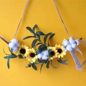 방수목테라스 해바라기 코튼 가렌더 1P 조화 벽장식 인테리어 소품 화단경계목