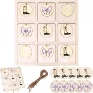 성별 공개 Tic Tac Toe 보드 게임에서 10개의 칩 1개 트위니와 1개의 서포트 이젤 부츠 또는 보우 소년