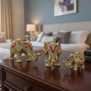 데일리데코 칠보 다복 코끼리가족 장식소품 보석함
