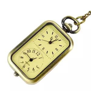 빈티지 회중시계 체인 청동 클래식 목걸이 펜던트 스퀘어