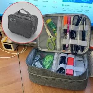 대용량 2단 전자기기 파우치 그레이 전자기기파우치 케이블파우치