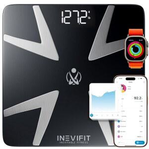 INEVIFT 스마트 체지방 척도, 고도로 정확한 블루투스 디지털 욕실 체성분 분석기, 무제한 사용자를 위한 체중, 체지방, 수분, 근육, BMI, 내장지방 및 골량 측정