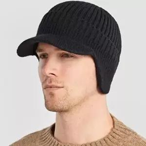 [옷자락]남녀 공용 골지 니트 털내피 방한 귀마개 모자