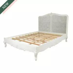 메종드다채로움 BLANC238 블랑 차밍 라탄 엔틱 화이트 킹침대 프레임