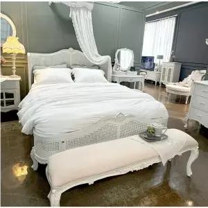 메종드다채로움 BLANC 80 블랑 라탄 엔틱 화이트 킹침대 프레임