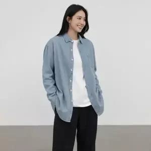 [옷자락]남녀 공용 기본 오버사이즈 일상 루즈핏 워싱 청셔츠