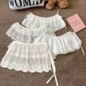 [옷자락]여자 플라워 레이스 레이어드 롱 랩 스커트