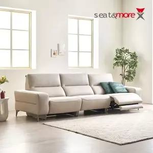 [시트앤모어]다니엘 전동 4인 내추럴 세미아닐린 가죽 리클라이너...