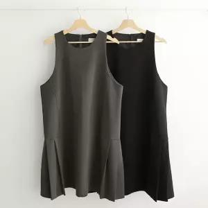 여성 큰사이즈 들러리 에이라인 슬리브리스 아코디언 쁘띠 패션 드레스