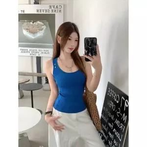 볼사스 캐주얼 여름 여사친 민소매 상의 브이넥 조끼 나시 슬림핏 ADOR2