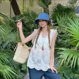 블라우스 민소매 레이스자수 여성 여름 레이어드 나시셔츠