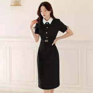 XXL까지) 에레나 카라 벨트 H라인 원피스 하객룩 오피스룩 모임룩 격식룩 빅사이즈