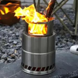 (선택 라운드 우드스토브)라운드 이중연소 우드 스토브 캠핑 차박 야외 불멍 장작 펠렛 화목 난로 바베큐