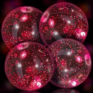 하이드렌 4팩 LED 조명 비치볼 12인치 야광 다크 풀볼 색종이 반짝이 풍선 장난감 청소년 여름 디스코 파티