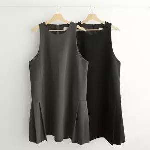 [다잇템] 여성 쁘띠 들러리 슬리브리스 에이라인 아코디언 큰사이즈 패션 드레스