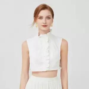 레이스 차이나카라 코튼 이너넥 넥케이프 블라우스