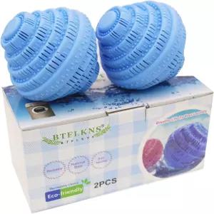 세탁 공 2Pcs 프리미엄 옷에 해를 끼치지 않는 슈퍼 소프트 쉘 고급 세라믹 2000 주기 천연 세제 2팩 블루