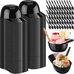 탄레이드 100 스푼 포함 야구 헬멧 볼 세트 8온스 미니 스크림 디저트 모자 파티 용품용 플라스틱 칩 스낵