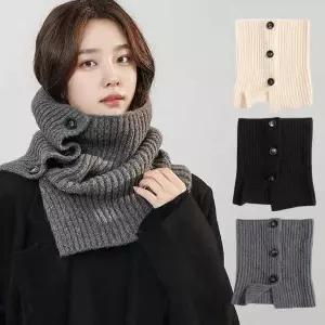 [에이치플러스몰]TBZ 가볍고 소프트한 귀여운 단추 넥워머 스타일리쉬 겨울 필수템
