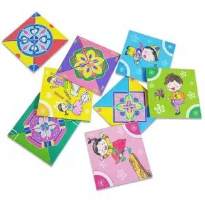 4개 5세트 전통놀이 문양 종이 딱지접기 만들기 양로원 취미 IQ