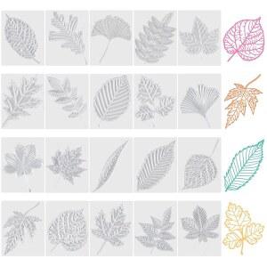 원더준 20개 잎 문지르기 접시 3.94 x 5.12 인치 텍스처 아트 용품 가정용 텍스처 접시, 20 스타일