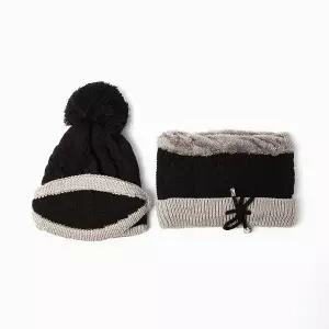 [오너클랜]TBZ 포근한 라엘 넥워머 털모자세트 블랙 겨울넥워머