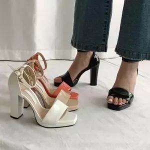 여름 하이힐 샌들 스트랩 에나멜 샌들힐 10cm힐 여성샌들