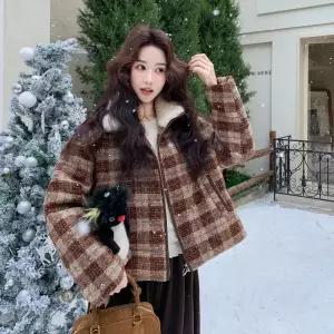 앤트맨 여친 빨강 다운 코트 체크 OPH1