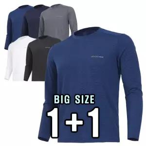 원플러스원 봄 여름 쿨티셔츠 긴팔 무지 라운드 아웃도어 작업복상의 쿨론 냉감 아이스 쿨링 빅사이즈
