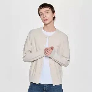 백화점 헤지스 남성 솔리드 라운드넥 가디건 HZSW5FI1