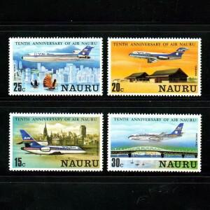 4개/세트 새로운 나우루 우표 1980년 민간 항공기 및 도시 풍경 MNH