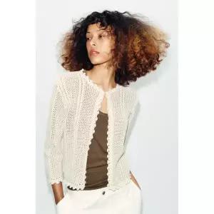 ZARA 포인텔 니트 재킷 - 크림