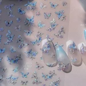 네일아트 시원한 자개 느낌 나비네일 엠보 스티커 3종