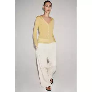 Zara 자라 리브드 니트 재킷 - 노랑 5755/029/300