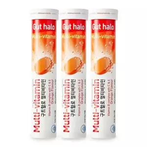 구트할로 멀티비타민 오렌지맛 발포 비타민 4000mg X 20정 3통
