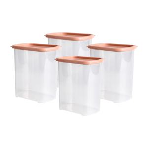 생활엔 싱싱 냉장고 수납 사각모듈러 블럭용기, 1.0L, 오렌지, 4개