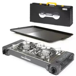 맥스 휴대용 가스렌지2구 투버너+전용불판 세트