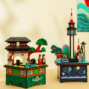 오르골 우리나라 숭례문 남산타워 외국인선물 랜드마크 뮤직박스 나무 diy