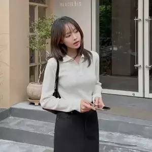 [제작/빅사이즈]이블렛 제니아 베이직 카라 골지 니트 제이스타일