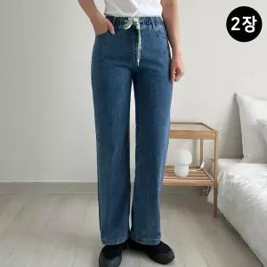 여성청바지 스판 밴딩 연청 고무줄 데님팬츠